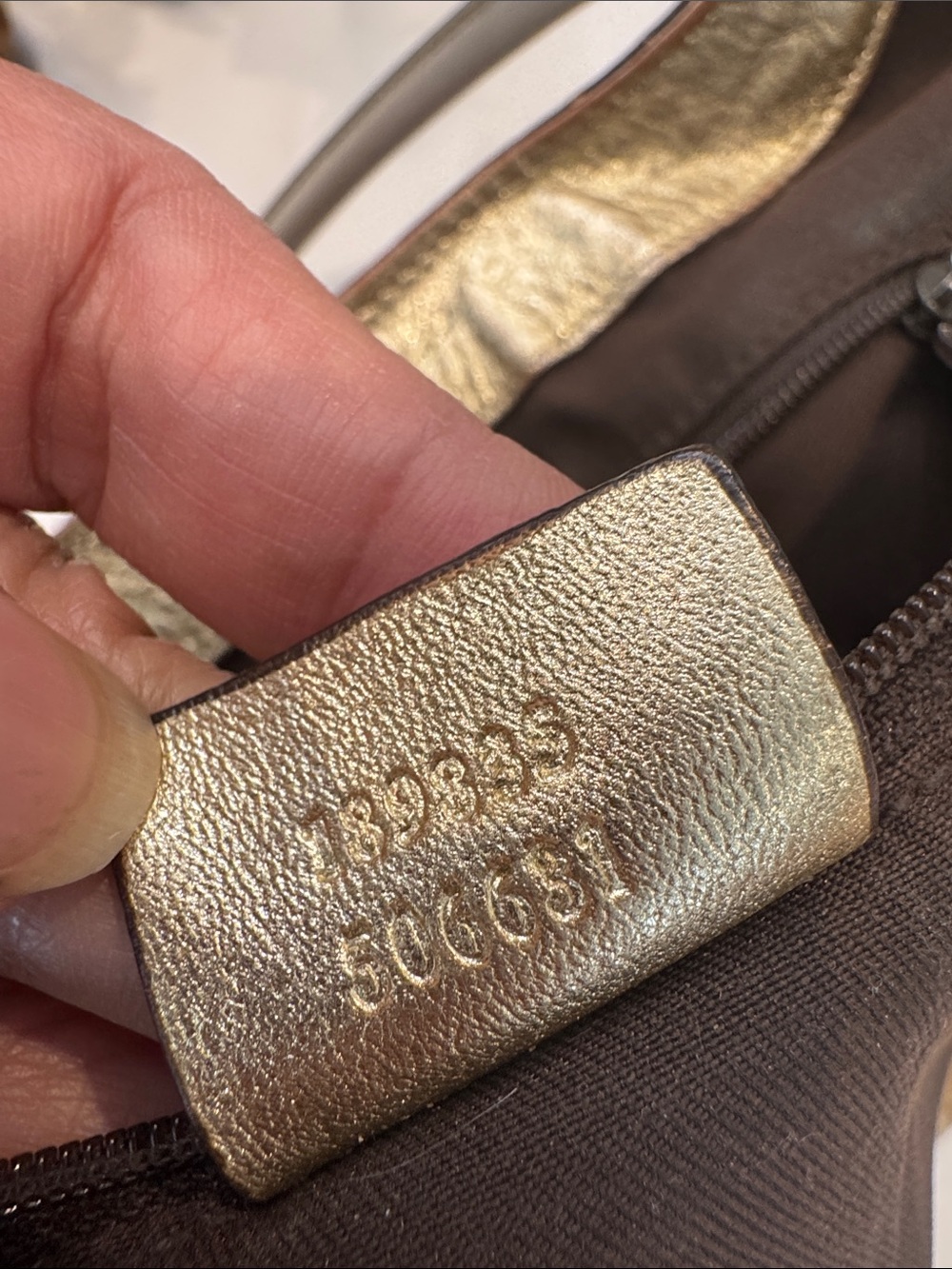 Authentic Gucci Tan GG Monogram Shoulder Bag with Metallic Trim - Picture 13 of 14